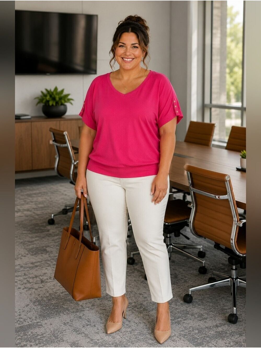 LOFT Hot Pink Dolman Sleeve Sweater Top NWT Women's 2X Button Sleeve - Picture 6 of 15